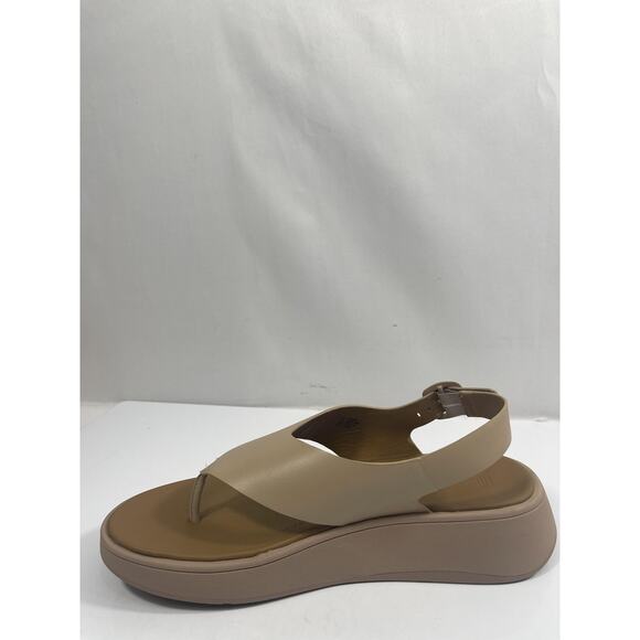 FitFlop F-Mode Shoes Womens Size 10 Beige Leather Flatform Thong Sandals New Box - Picture 7 of 14